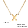 Polished gold stainless steel necklace featuring a minimalist letter X pendant - Letter X