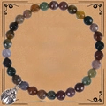 Multicolor natural stone beaded bracelet with silver ladybug charm on gift card - India Agate Bracelet
