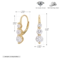 Detailed view of S925 sterling silver hoop earrings with 5A zircon and dimension specs - 925 Silver / 925 Silver Yellow Gold Plated