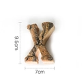 Natural white birch wood letter X ornament with bark texture, 9.5cm height - Letter X