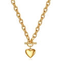 Collana a catena spessa dorata con ciondolo a cuore e chiusura a levetta OT stile moderno - Collana d'oro