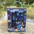 Set de papelería azul tema espacio con lápiz, regla y monedero en caja de regalo - Espacio