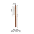 Long wooden handle pet grooming comb with stainless steel pins and dimension labels - Wood / Coarse Teeth