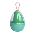 Groene make-up spons met transparante eivormige opbergdoos en roze handvat - Cyaan Mango (Eierschaal case)
