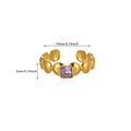 Detail view of gold beaded ring with square purple zircon and dimension markings - Purple Square Gemstone