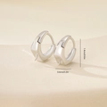 Minimalist silver geometric hoop earrings featuring a polished metallic finish 1.4cm - Minimalist Geometric Round Clip / Platinum (P31489bkb)