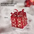 Sparkly red heart-shaped hollow gift box with LED light and bow, size 10x7x7cm - Iron LED Light-up Red Gift Box