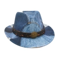 Cappello fedora in denim patchwork per bambini con stemma a stella in metallo - Stile Stella Patchwork in Denim / Azzurro