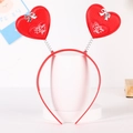 Red heart spring headband with I Love You print and silver bows for Valentine party - Style 4 Heart (I Love You + Bow)