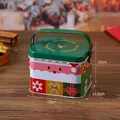 Quadratische Weihnachts-Blechdose mit Griff, Rentier- und Weihnachtsmann-Motiven - Weihnachtshirsch