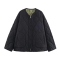 Veste matelassée réversible femme noire et vert olive avec motif de surpiqûres - S / Noir/Vert Olive