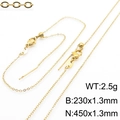 Adjustable 18K gold-plated stainless steel jewelry set with sliding bead and lobster clasp - Welded O-Chain Bracelet / Gold