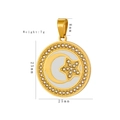 Golden round Tree of Life drop earrings with hollow moon, CZ stars and outer rhinestone halo - Star Moon Round Pendant (HD-96)