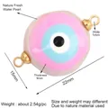 Perla d'acqua dolce naturale Evil Eye rosa e blu con anelli laterali dorati - Occhio del Male Rosa Blu (L344495)