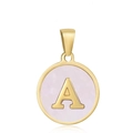 Pendentif doré 18 carats avec lettre A gravée et insert en nacre rose brillant - A-Coquille Rose