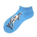 Chaussette courte bleu clair en coton avec motif artistique de statue de David - 36-44 / Statue de David Bleue