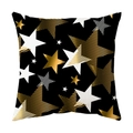 Christmas pillowcase featuring elegant gold and white star patterns on a black background - Style 5 / 18x18 Inch