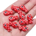 Red fish ceramic beads with white polka dots for handmade DIY bracelet crafting - Red