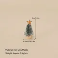 Miniature Christmas tree with gold star and wood base for DIY holiday decor - No.57 - 5cm Mini Christmas Tree with Gold Star