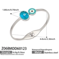 Bracelet ouvert en acier inoxydable avec doubles yeux grecs en marbre bleu et émail - Style Double Mauvais Œil Acier (Z068)
