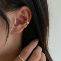 Chic multi-layered golden ear cuff and rope ring set for non-pierced ears - 869+867 Combination (2 Items) / Gold