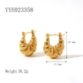 Orecchini a forma di croissant in acciaio inossidabile dorato 18K con texture a spirale - Stile Croissant (YYE023358)