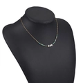 Bohemian gold chain necklace with turquoise beads and white irregular pearls on a black bust - Paperclip Chain Turquoise Beads with Pearl