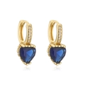 Orecchini di lusso in rame placcato oro 18K con pietre blu a cuore e zirconi lucidi - Forma di Cuore/Pietra Blu