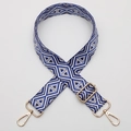 Adjustable wide shoulder strap with blue geometric diamond pattern and gold hardware - No. 699 Gold Hook