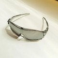 Silver shield kids sunglasses with transparent gray frames and UV400 CE protection - Gray