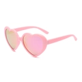 Sweet pink heart-shaped polarized sunglasses with reflective pink mirror lenses for women - Solid Pink Pink Purple Mirror