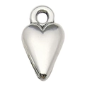 Vintage silver hollow heart pendant with metallic finish and circular top ring - Small Heart Shaped (11267)