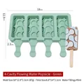 Mint green 4-cavity popsicle mold with ripple pattern for DIY homemade ice cream - No Lid / Green