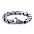 Bracciale vintage da uomo in acciaio inossidabile con maglie a fiori traforate argento - Argento Vintage (KB101001-BD)