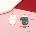 Detail of enamel glove charms for DIY jewelry, measuring 21x16mm and weighing 1.4g - Christmas Mitten Style 1