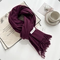 Soft purplish red fringed scarf in cashmere feel with stylish tassel detail - Dark Jade Purple