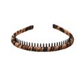 Toothed hair hoop headband with brown and black striped fabric covering for women - 127 Pattern-Brown Leopard