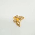 Colgante trébol chapado en oro con circonitas y gema amarilla para bisutería artesanal - Mariposa / Dorado