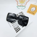 Chic oversized square sunglasses featuring black thick frames and dark grey lenses - Full Grey