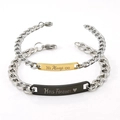 Lot de bracelets de couple en acier inoxydable avec plaques gravées dorées et noires - Toujours à Lui Toujours à Elle (ZY098)