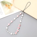 Colgante para móvil de perlas con flores y corazones rosas con decoración de tulipán - Estilo de Flor de Durazno Rosa (K4162)