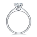 Detail of classic six-prong tiffany-style crown ring with one carat round cut zircon - Adjustable Open / J109 1 Carat