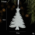 Glittery white Christmas tree hanging ornament with silver string for holiday decor - Christmas Tree