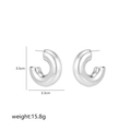 Detailed size specifications for minimalist irregular silver chunky C-shaped hoop earrings - Thick Hollow Round-Silver