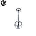 Silver ASTM F136 titanium belly button ring with butterfly bear diamond design - Double Ball Minimalist Style / Silver