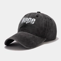 Détail de la casquette baseball noire délavée vintage avec lettrage NOPE not today - Noir