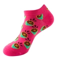 Pink low-cut ankle sock featuring a colorful cartoon citrus fruit pattern and ribbed cuff - One Size (36-44) / C39 Pink Lemon