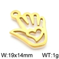 Colgante de mano con corazón hueco dorado de acero inoxidable para joyas 19x14mm - 19x14mm / Dorado (KLJ5700-Z)
