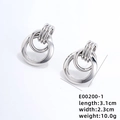 Schicke silberne ineinandergreifende Creolen mit minimalistischem geometrischem Design - Glatter Überlappender Ring-Stil (E00200) / Silber