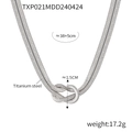 Silver punk style titanium steel double snake chain necklace with a knot design - 38+5cm / Silver Necklace
